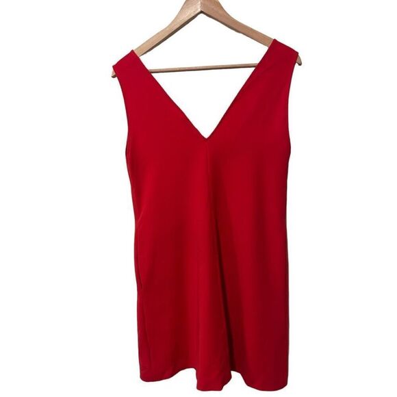 Theory Stretch V-Neck Sleeveless Side Slit Straight Hem Tunic Top Red Size Small - Picture 7 of 13